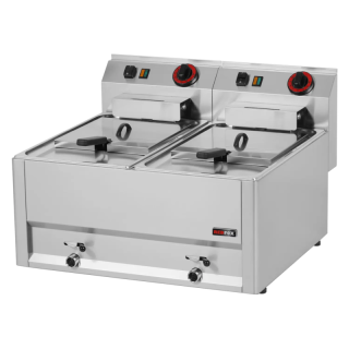 KBS Elektro-Fritteuse 16 Liter - 2 Becken, 400V, mit Ablasshahn
