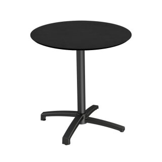 X Cross - Terrassentisch Schwarz Gestell + schwarze HPL-Platte Ø70 cm 1 Stück