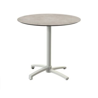 X Cross - Terrassentisch sandfarbenes Gestell + Moonstone HPL-Platte Ø70 cm 1 Stück