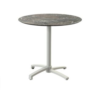 X Cross - Terrassentisch sandfarbenes Gestell + Galaxy-Marmor HPL-Platte Ø70 cm 1 Stück