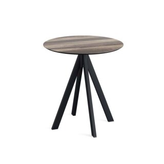 Infinity - Terrassentisch schwarzes Gestell + Tropenholz HPL-Platte Ø70 cm 1 Stück