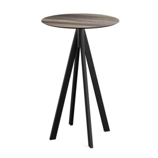 Infinity - Bartisch schwarzes Gestell + Tropenholz HPL-Platte Ø70 cm 1 Stück