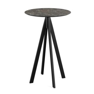 Infinity - Bartisch schwarzes Gestell + Galaxy-Marmor HPL-Platte Ø70 cm 1 Stück