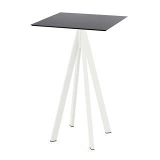 Infinity - Bartisch weißes Gestell + schwarze HPL-Platte 70x70 cm 1 Stück