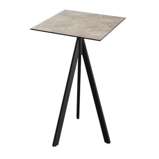 Infinity Tripod - Bartisch schwarzes Gestell + Moonstone HPL-Platte 70x70 cm 1 Stück