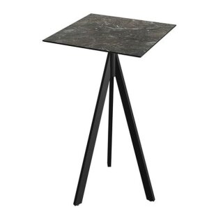 Infinity Tripod - Bartisch schwarzes Gestell + Galaxy-Marmor HPL-Platte 70x70 cm 1 Stück