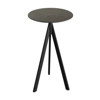 Infinity Tripod - Bartisch schwarzes Gestell + Midnight-Marmor HPL-Platte Ø70 cm 1 Stück