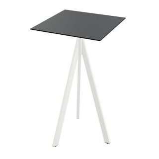 Infinity Tripod - Bartisch weißes Gestell + schwarze HPL-Platte 70x70 cm 1 Stück