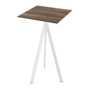 Infinity Tripod - Bartisch weißes Gestell + Tropenholz HPL-Platte 70x70 cm 1 Stück