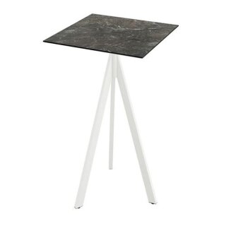 Infinity Tripod - Bartisch weißes Gestell + Galaxy-Marmor HPL-Platte 70x70 cm 1 Stück