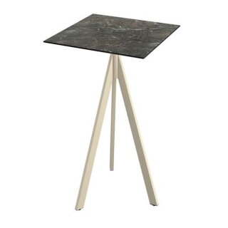 Infinity Tripod - Bartisch sandfarbenes Gestell + Galaxy-Marmor HPL-Platte 70x70 cm 1 Stück
