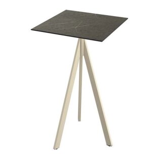 Infinity Tripod - Bartisch sandfarbenes Gestell + Midnight-Marmor HPL-Platte 70x70 cm 1 Stück