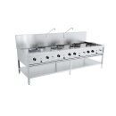 Combisteel Gas-Woktisch mit 7 Brenner und Grundboden...