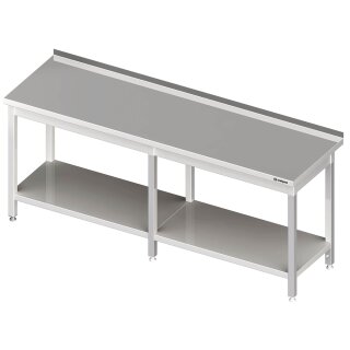 Arbeitstisch mit Grundboden, 2600x600x850 mm, mit Aufkantung, verschweißt