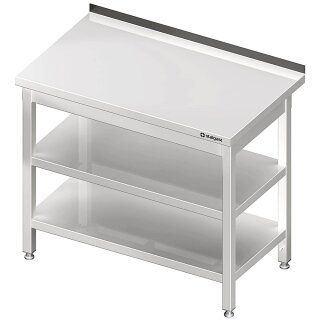 Arbeitstisch mit Grund- und Zwischenboden, 600x700x850 mm, mit Aufkantung, verschweißt
