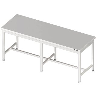 Zentralarbeitstisch mit mittiger Strebe, 2100x800x850 mm, ohne Aufkantung, verschweißt