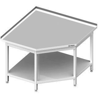 Eckarbeitstisch mit Grundboden, 1200x1200x850 mm (Anbau: 600/700 mm), mit Aufkantung, verschweißt