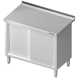 Arbeitsschrank mit Schiebetüren, 1200x600x850 mm, mit Aufkantung, verschweißt