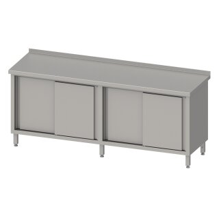 Arbeitsschrank mit Schiebetüren 2000x600x850 mm, mit Aufkantung, verschweißt