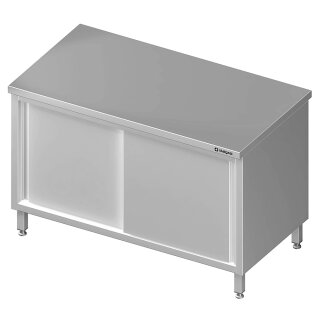 Durchreicheschrank mit Schiebetüren, 1400x600x850 mm, ohne Aufkantung, verschweißt