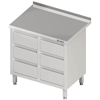 Schubladenschrank mit 2x3 Schubladen, 840x600x850 mm, mit Aufkantung, verschweißt
