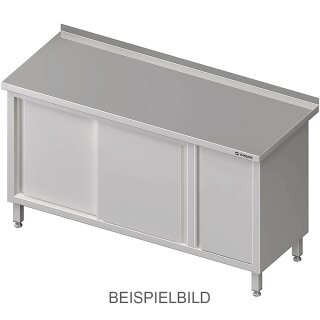 Arbeitsschrank mit Schiebetüren, 1200x700x850 mm, mit Flügeltürschrank links, mit Aufkantung, verschweißt