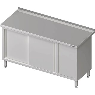 Arbeitsschrank mit Schiebetüren, 1500x700x850 mm, mit Flügeltürschrank rechts, mit Aufkantung, verschweißt