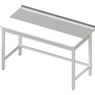 Arbeitstisch ohne Grundboden, 1700x600x850 mm, mit bündig eingelassener PE-Schneideplatte, mit Aufkantung, verschweißt