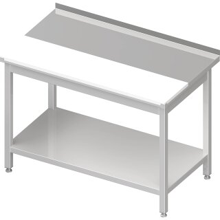 Arbeitstisch mit Grundboden, 1600x600x850 mm, mit bündig eingelassener PE-Schneideplatte, mit Aufkantung, verschweißt