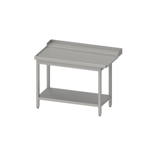Ablauftisch, Korbführung mit Gefälle, mit Grundboden 800x750x880 mm, Anbauseite links, mit Aufkantung, verschweißt