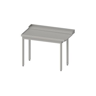 Ablauftisch, Korbführung mit Gefälle, ohne Grundboden 1200x750x880 mm, Anbauseite links, mit Aufkantung, verschweißt