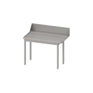 Ablauftisch "PRO", Korbführung mit Gefälle, ohne Grundboden, 1000x750x880 mm, Anbauseite links, mit Aufkantung 200 mm, verschweißt
