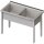 Topfspüle mit zwei Becken, 1300x700x850 mm, 300 mm Beckenhöhe, mit Aufkantung, verschweißt