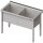 Topfspüle mit zwei Becken, 1300x700x850 mm, 400 mm Beckenhöhe, mit Aufkantung, verschweißt