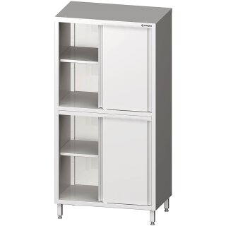 Hochschrank mit Schiebetüren, 1200x700x2000 mm, mit zwei Schrankräumen, verschweißt