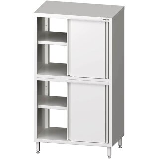 Durchreiche-Hochschrank mit Schiebetüren, 1200x600x1800 mm, mit zwei Schrankräumen, verschweißt