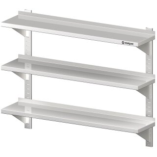 Dreifach-Wandbord mit Konsolen, und Wandschienen, 1200x400x930 mm, höhenverstellbar, verschweißt