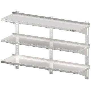 Dreifach-Wandbord mit Konsolen und Wandschienen 2000x300x930 mm höhenverstellbar, verschweißt