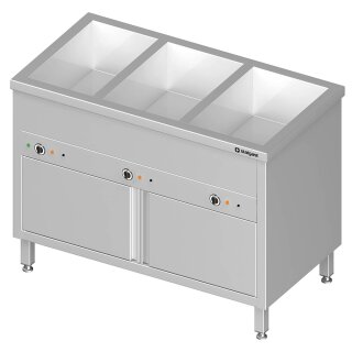 Bain-Marie Standgerät mit geschlossenem Unterbau und separaten Becken,  für 3x GN1/1085x600x850 mm