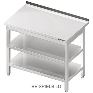 Arbeitstisch mit Grund- und Zwischenboden, 1800x600x850 mm, ohne Aufkantung, verschweißt