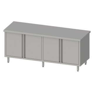 Arbeitsschrank mit Flügeltüren 2000x700x850 mm, ohne Aufkantung, verschweißt