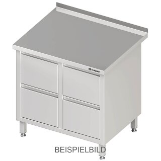 Schubladenschrank mit 2x2 Schubladen, 840x600x850 mm, ohne Aufkantung, verschweißt