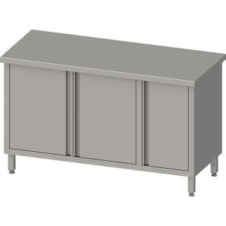 Arbeitsschrank mit Flügeltüren, 1400x700x850 mm, mit Flügeltürschrank rechts, ohne Aufkantung, verschweißt