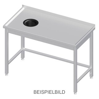 Arbeitstisch ohne Grundboden, 1000x700x850 mm, mit Abfallloch links, ohne Aufkantung, verschweißt