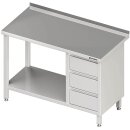 Arbeitstisch mit Grundboden, 2500x600x850 mm, mit 3er...