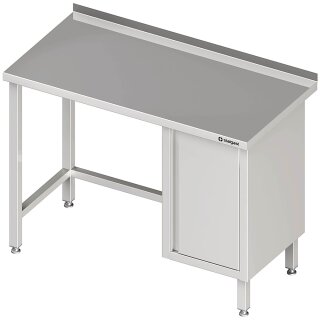 Arbeitstisch ohne Grundboden, 2600x600x850 mm, mit Flügeltürschrank rechts, mit Aufkantung, verschweißt