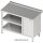 Arbeitstisch mit Grund- und Zwischenboden, 2400x600x850 mm, mit Flügeltürschrank links, mit Aufkantung, verschweißt