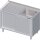 Spülschrank mit Schiebetüren 1400x700x850 mm, mit einem Becken rechts, mit Aufkantung, verschweißt