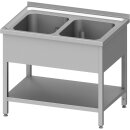 Spültisch mit Grundboden 1000x600x850 mm, mit zwei...