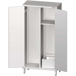 Hochschrank mit Spülbecken für Reinigungsutensilien, 2 Flügeltüren, 1000x500x2000 mm (BxTxH)